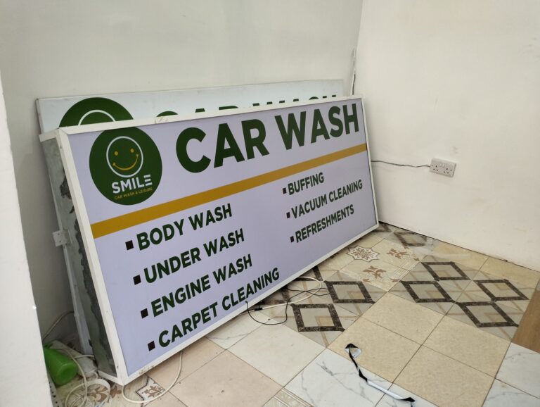 Indoor lightbox banner enhancing retail shop branding in Kenya