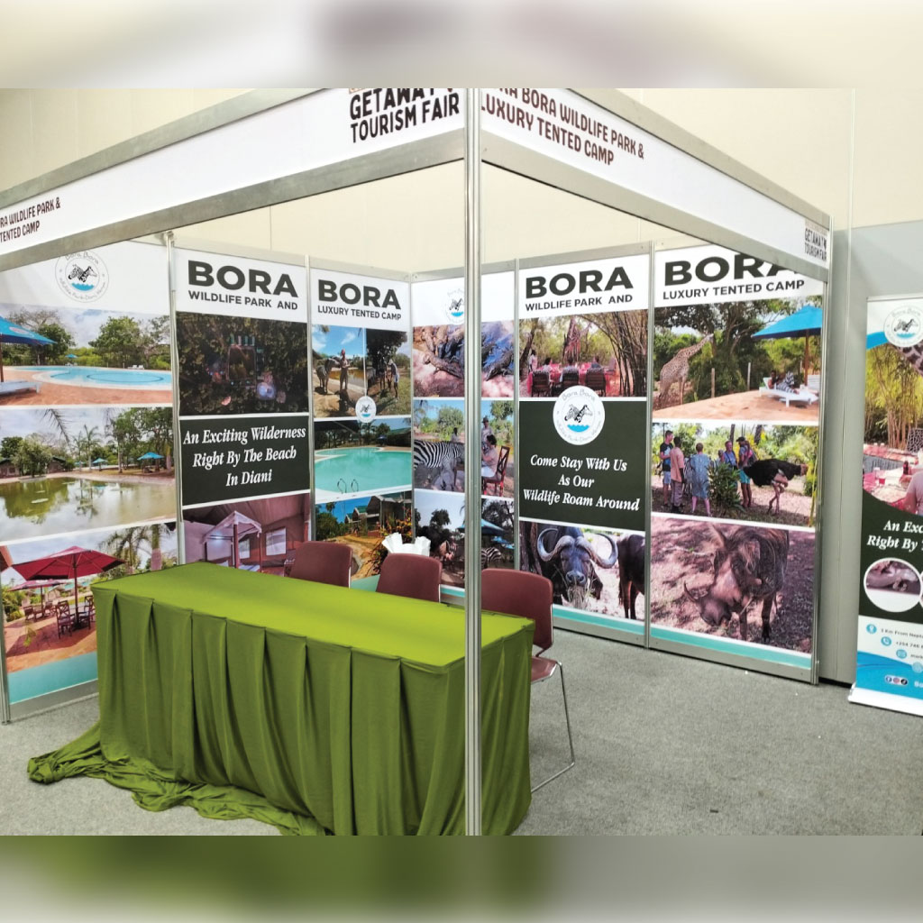 Modular shell scheme booth panels and fascia branding for exhibitions in Nairobi Kenya