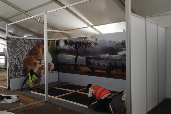 Custom expo booth stand Kenya for Saruni Basecamp