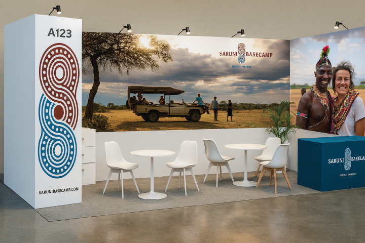 Trade show booth builders Kenya – Assure Solutions Ltd stand for Saruni Basecamp at Magical Kenya Expo 2025