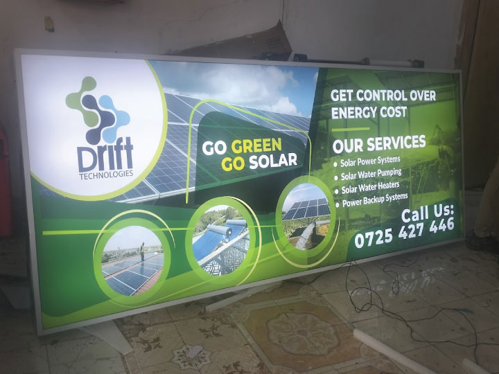 Backlit LED module installation inside aluminium lightbox frame in Nairobi Kenya