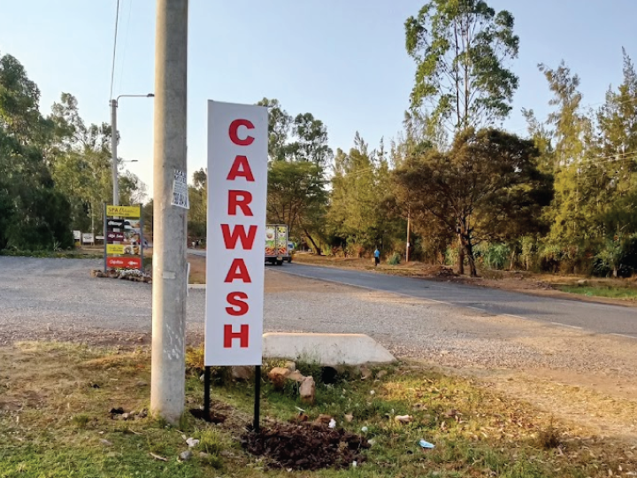 Roadside directional signage installation in Nairobi Kenya with durable frame and high visibility graphics