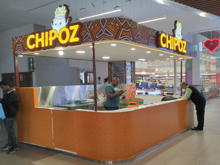 Custom mall kiosk in Nairobi, Kenya designed and branded for retail display.