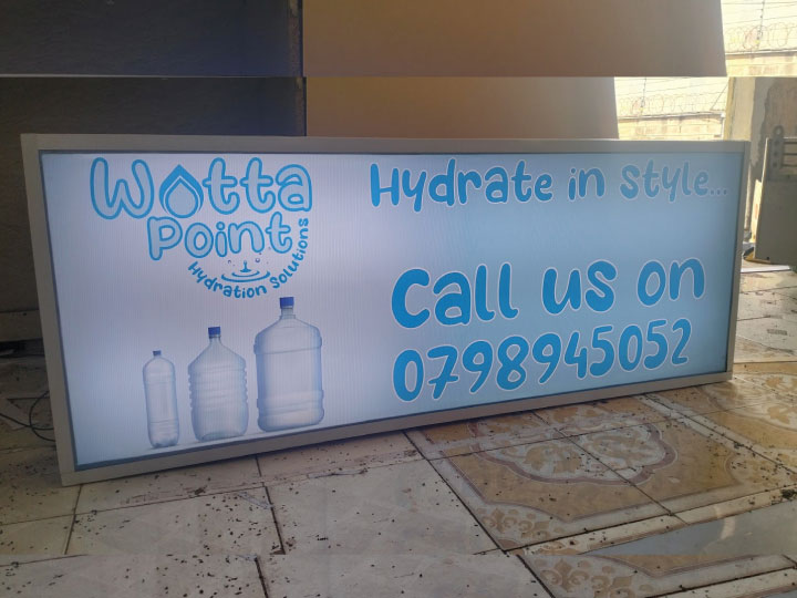 Custom size LED lightbox sign design and sizing in Nairobi Kenya