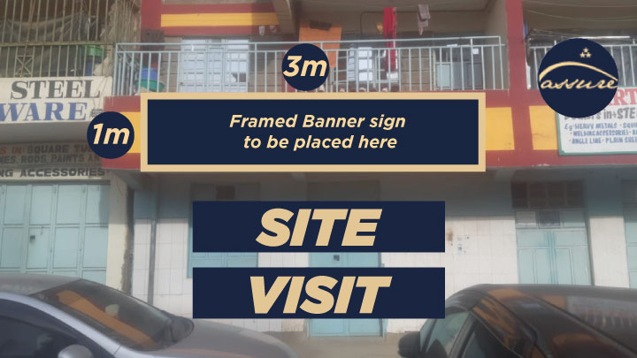 Design and planning stage of a framed banner sign fabrication process in Nairobi, Kenya.