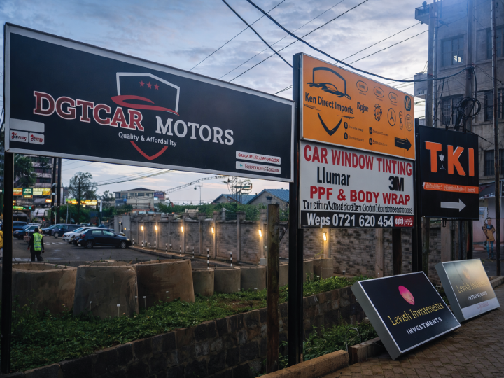 Roadside directional signage installation in Nairobi Kenya with durable frame and high visibility graphics