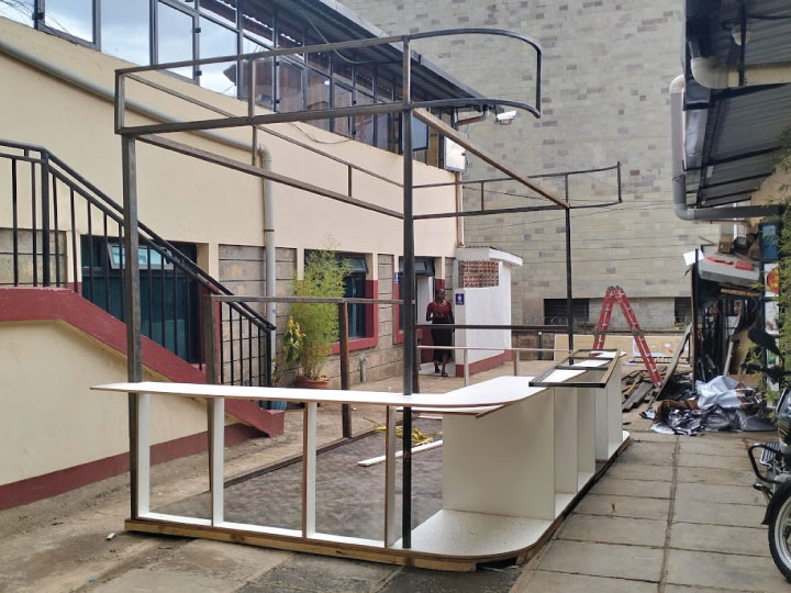 Steel framework used in office fabrication in Nairobi Kenya for structural support and custom interior builds.