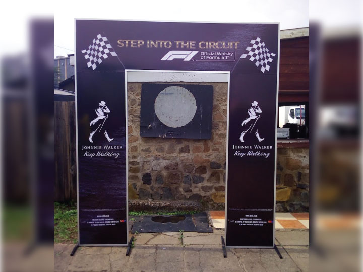 Branded event entrance arch design and artwork preparation for Nairobi Kenya brand activation