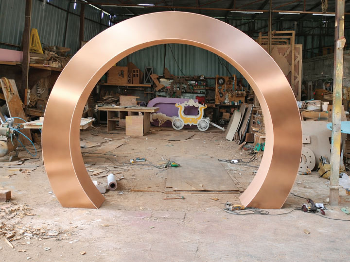 Workshop planning and measurement for event entrance arch fabrication in Nairobi Kenya