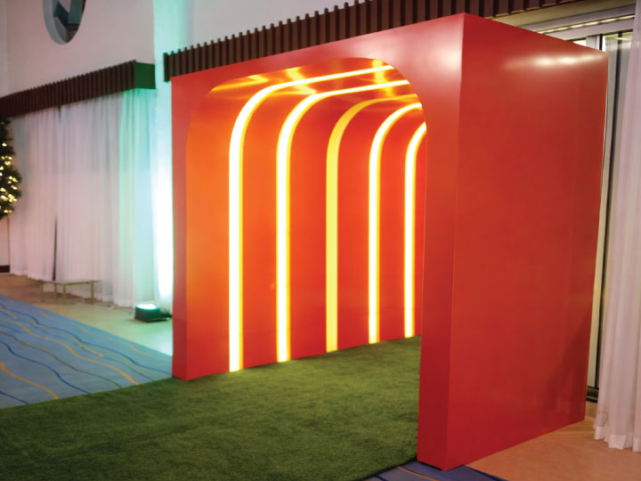Illuminated event entrance arch tunnel with LED lighting for corporate events in Nairobi Kenya