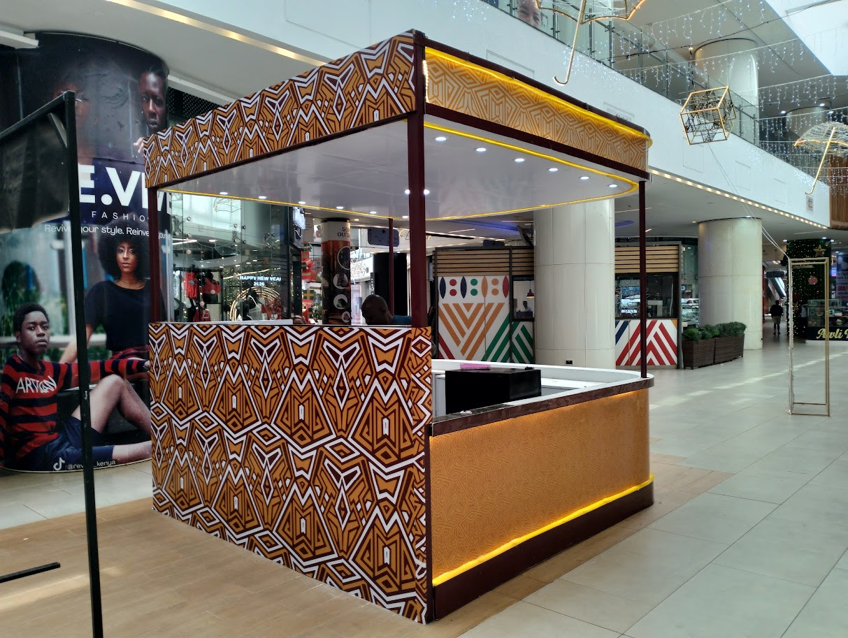 custom branded kiosk designers two rivers mall nairobi kenya