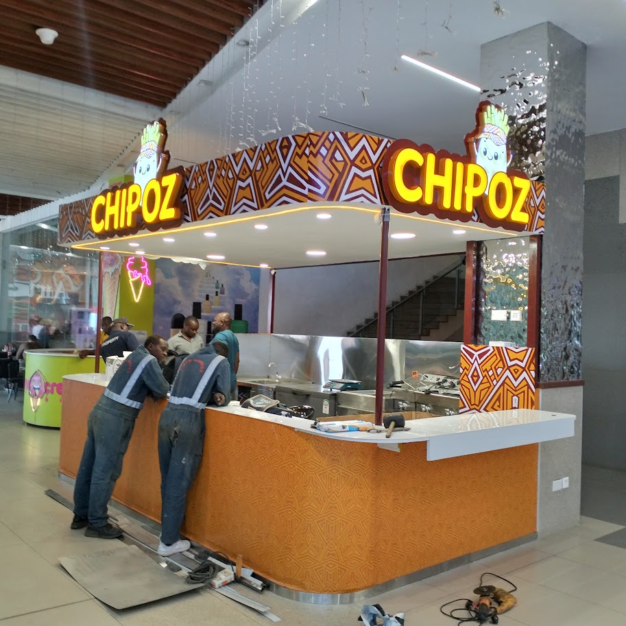 custom kiosk illuminated sign makers imaara mall nairobi kenya