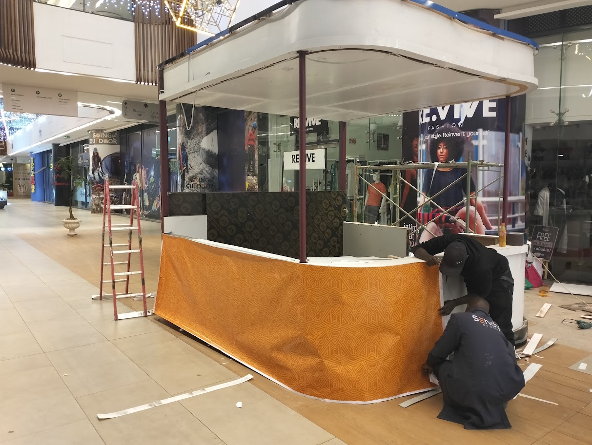 custom mall kiosk designers counter finishing two rivers nairobi kenya